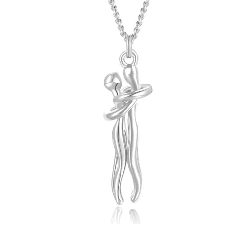 Eternal Embrace – Timeless Hug Couple Necklace