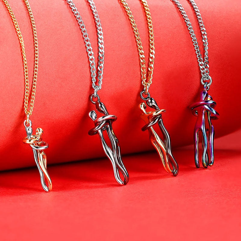 Eternal Embrace – Timeless Hug Couple Necklace