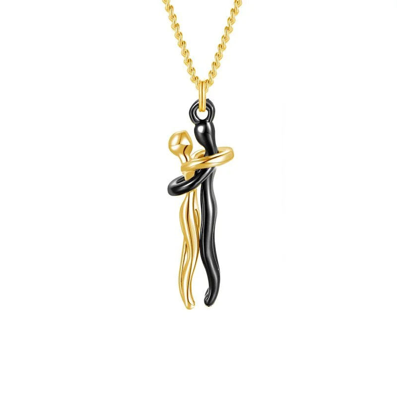 Eternal Embrace – Timeless Hug Couple Necklace