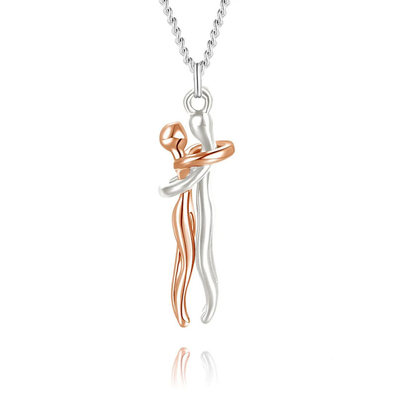 Eternal Embrace – Timeless Hug Couple Necklace