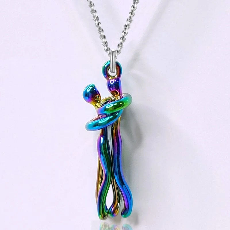Eternal Embrace – Timeless Hug Couple Necklace