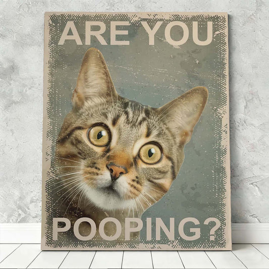 Vintage Humor Gallery Wrapped Canvas Prints - Funny "Are You Pooping?" Wall Decor - VP012