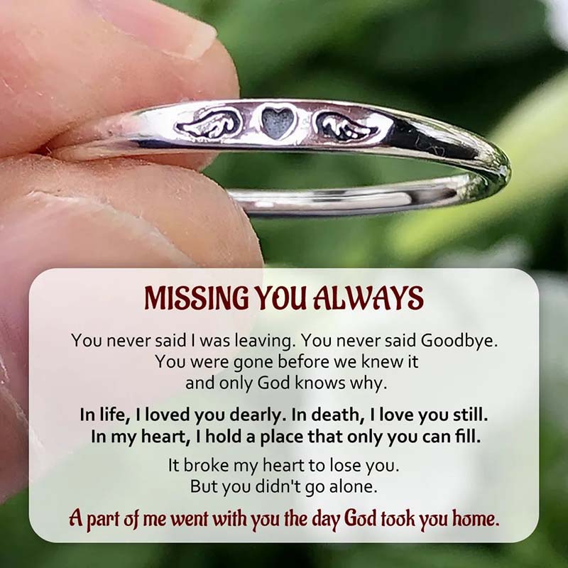 For Memorial - Tiny Heart With Wings Ring - Missing You Always