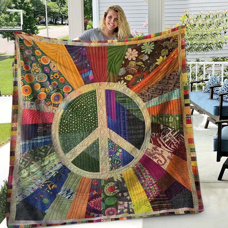 Retro Peace Sign Blanket - D242 - Premium Blanket