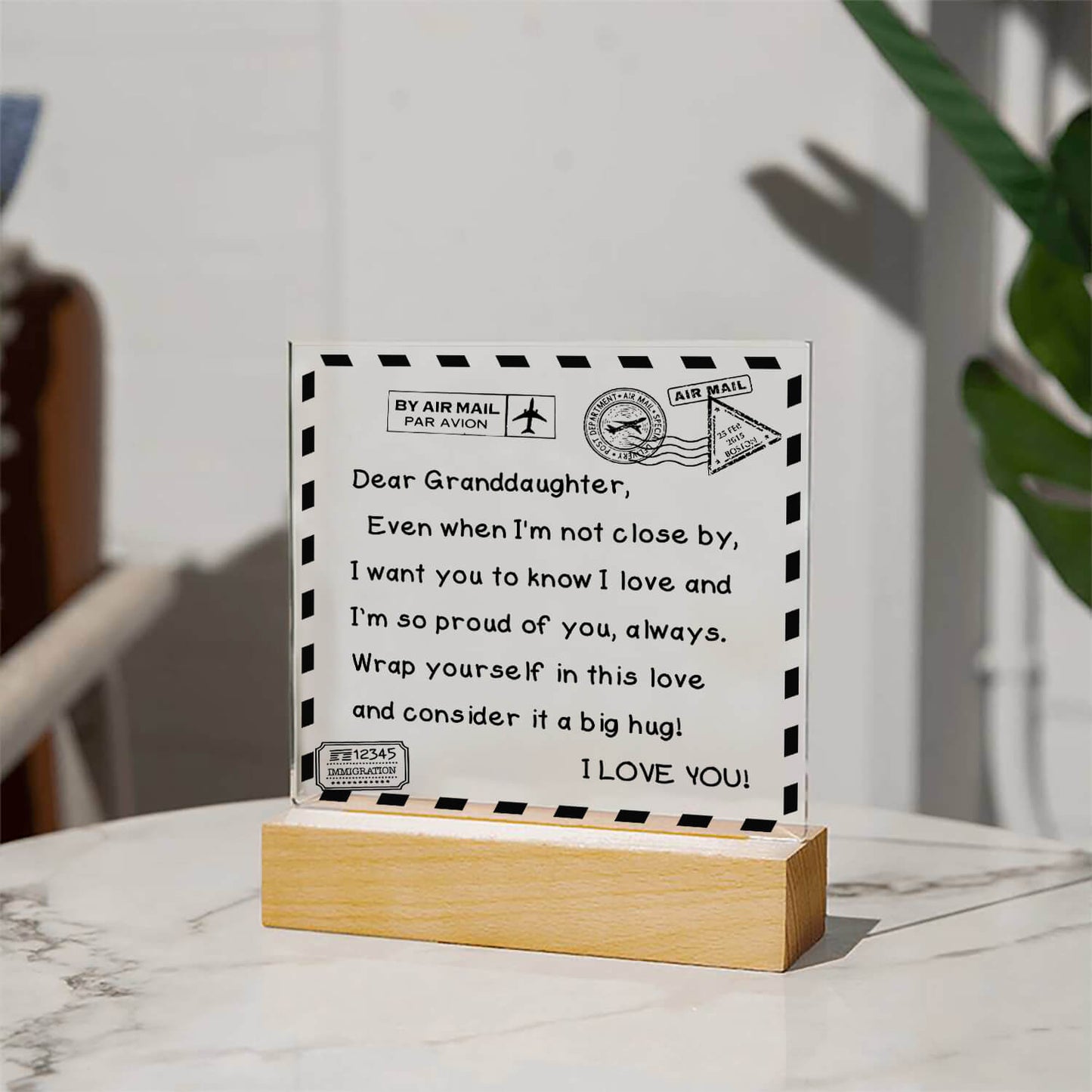 To My Granddaughter - I Love You - D351 -  LED Acrylic Plaque