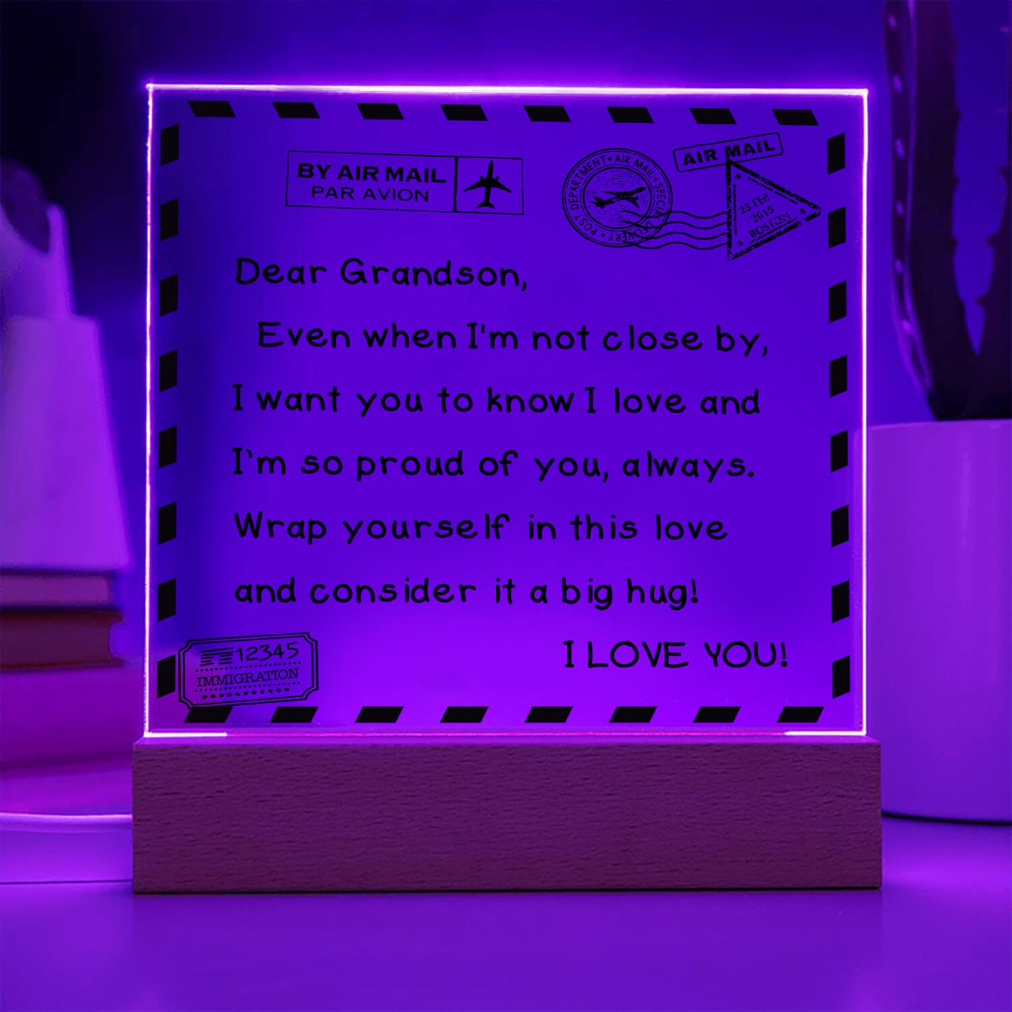 To My Grandson - I Love You - D351 -  LED Acrylic Plaque