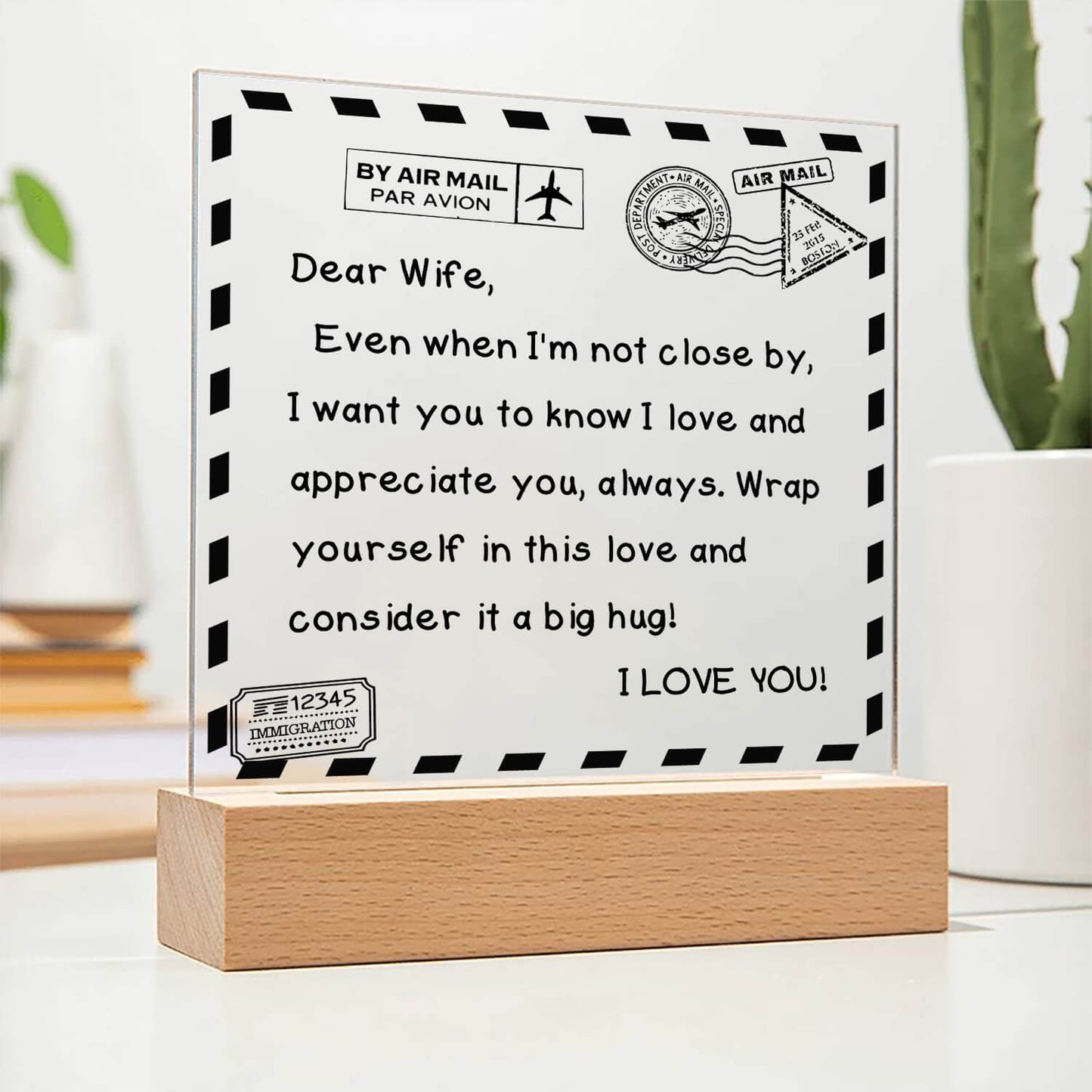 To My Wife - I Love You - D351 -  LED Acrylic Plaque