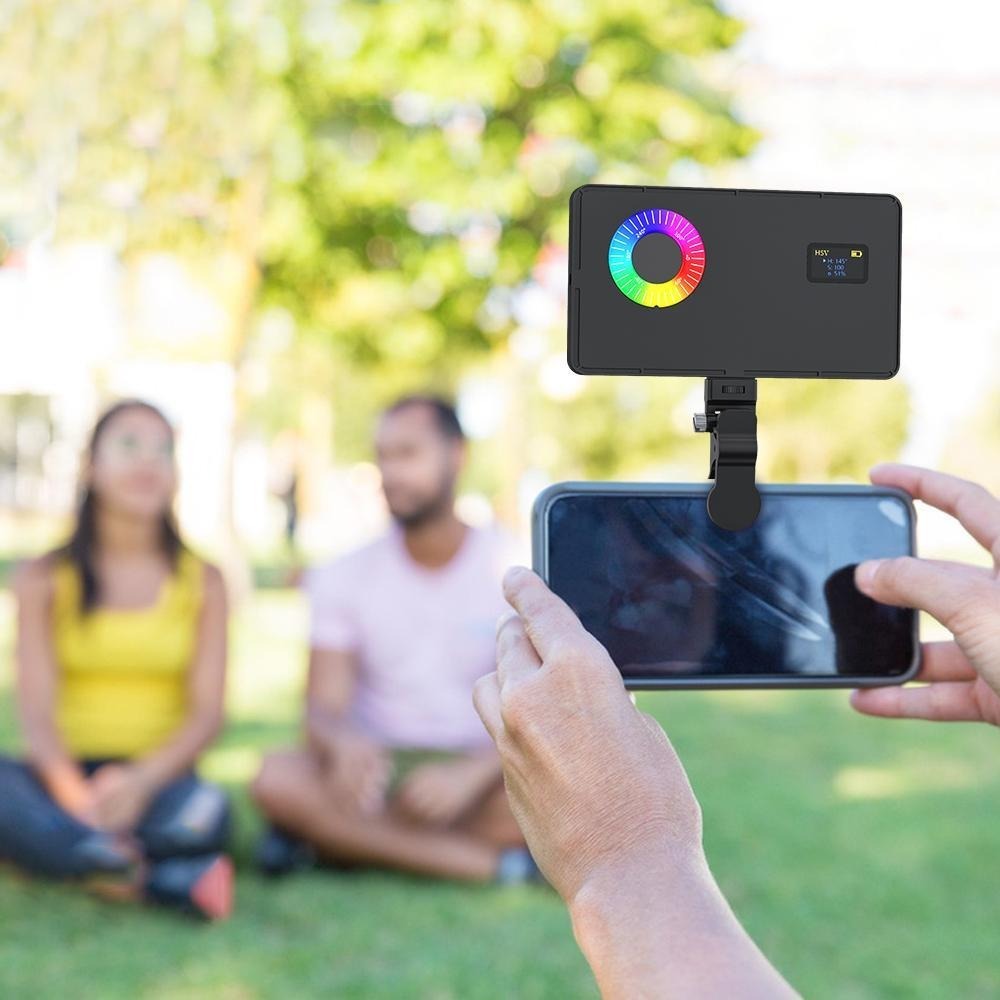 Metallic LED Selfie Light - Rechargeable Dimmable Clip-On Panel Lamp for iPhone and Smartphones