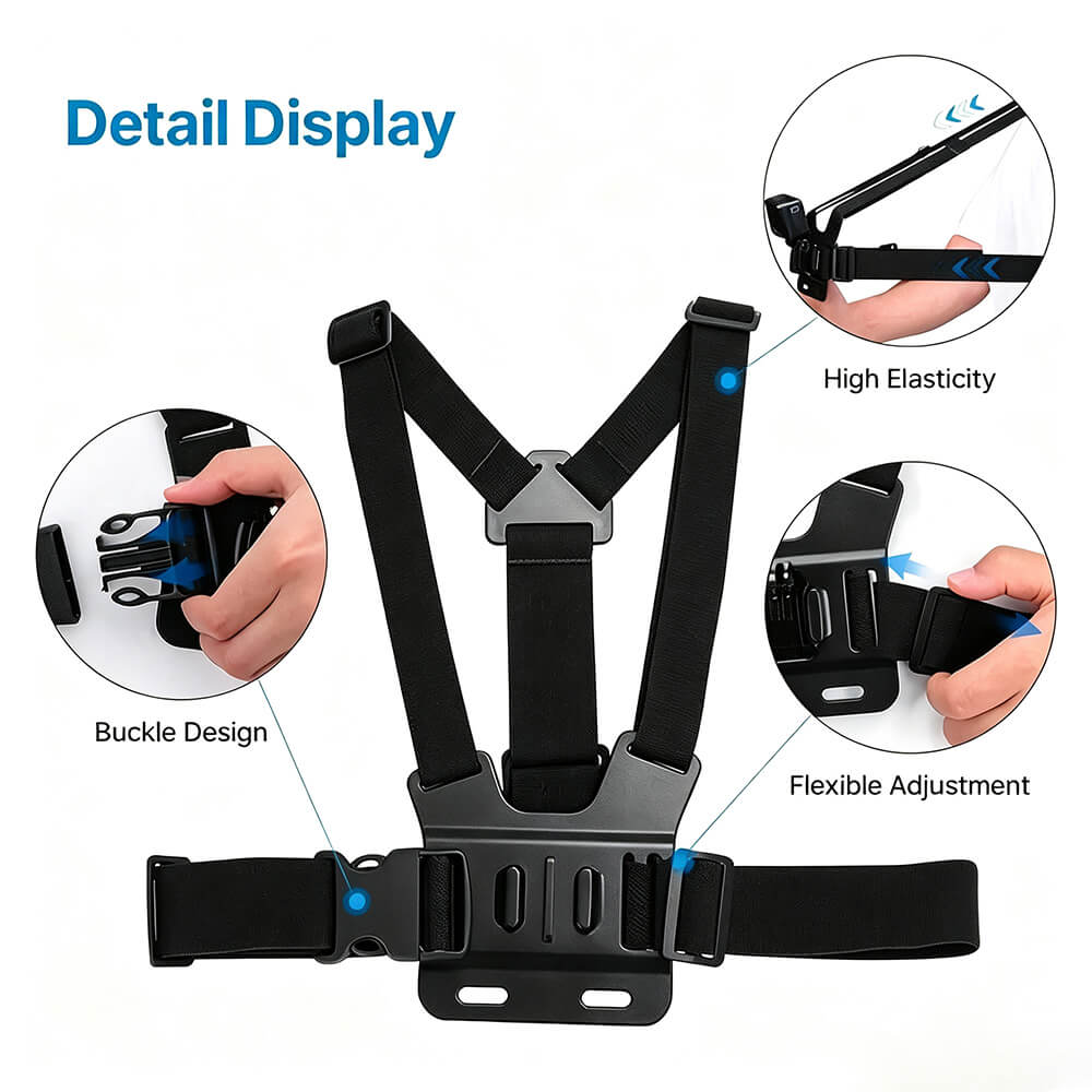 Action Camera Strap & Phone Clip Mounting Kit – Adjustable Backpack Clip Holder for GoPro & Smartphones