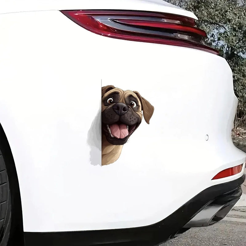 English Mastiff Dog - Peekaboo Dog Head Car Sticker - DS043