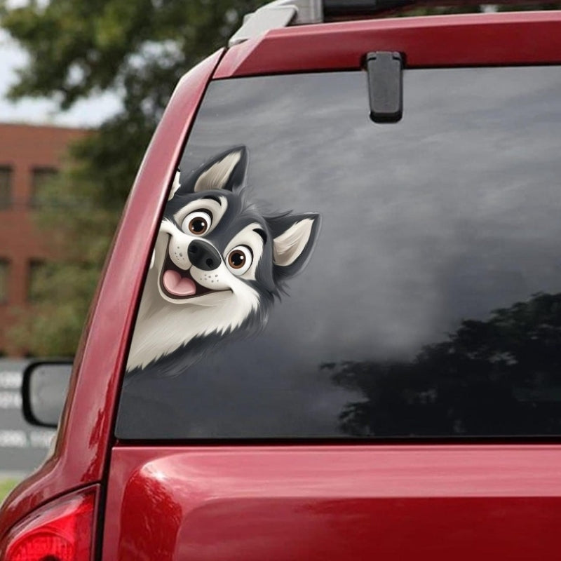 Alaskan Malamute Dog - Peekaboo Dog Head Car Sticker - DS051