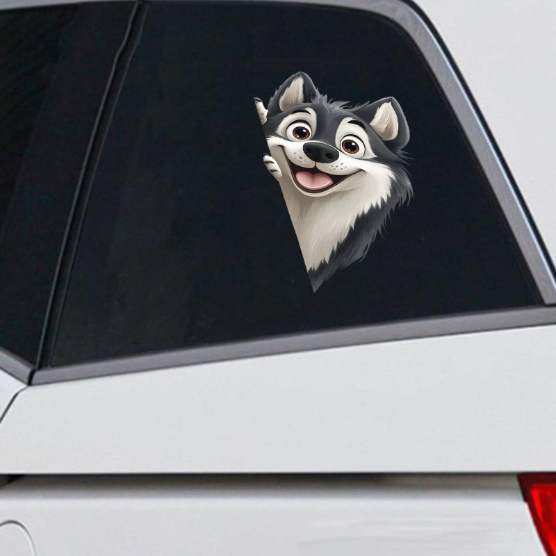 Alaskan Malamute Dog - Peekaboo Dog Head Car Sticker - DS051