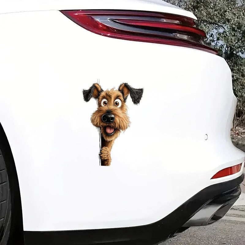 Airedale Terrier Dog - Peekaboo Dog Head Car Sticker - DS052