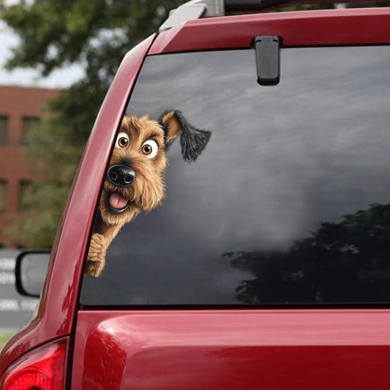 Airedale Terrier Dog - Peekaboo Dog Head Car Sticker - DS052
