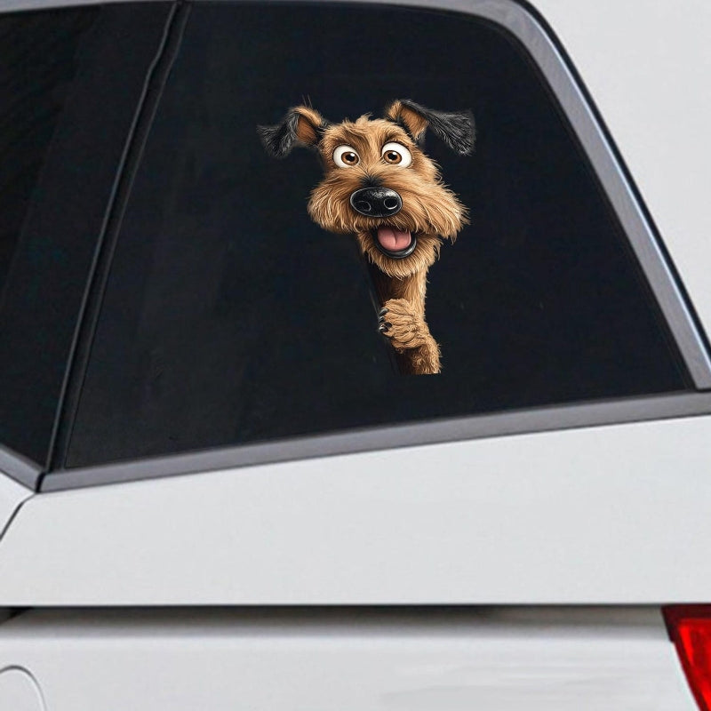 Airedale Terrier Dog - Peekaboo Dog Head Car Sticker - DS052
