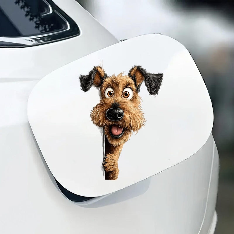 Airedale Terrier Dog - Peekaboo Dog Head Car Sticker - DS052