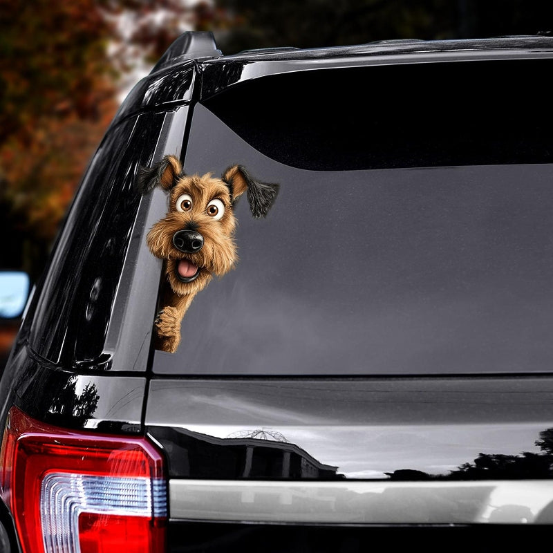 Airedale Terrier Dog - Peekaboo Dog Head Car Sticker - DS052