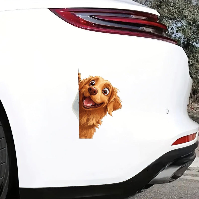 Golden Retriever Dog - Peekaboo Dog Head Car Sticker - DS055
