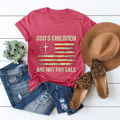 Women's Casual God'S Children Are Not For Sale Printed Short Sleeve T-Shirt