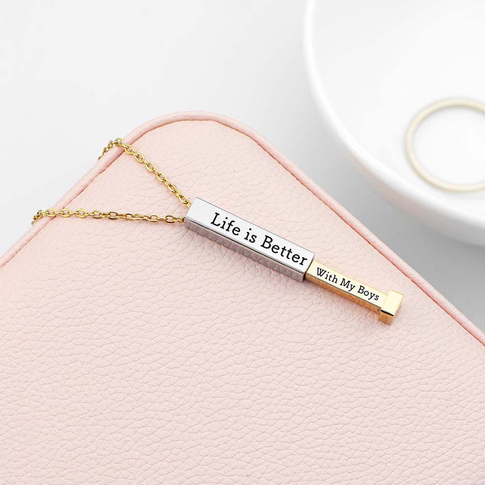 Life is Better With My Boys - Hidden Message Necklace