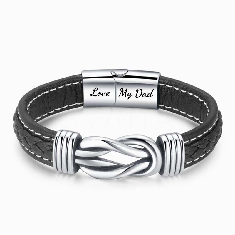 "Daughter And Dad Forever Linked Together" Braided Leather Bracelet