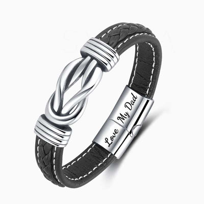 "Son And Dad Forever Linked Together" Braided Leather Bracelet