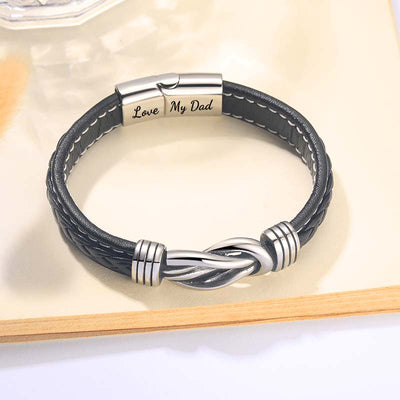 "Daughter And Dad Forever Linked Together" Braided Leather Bracelet