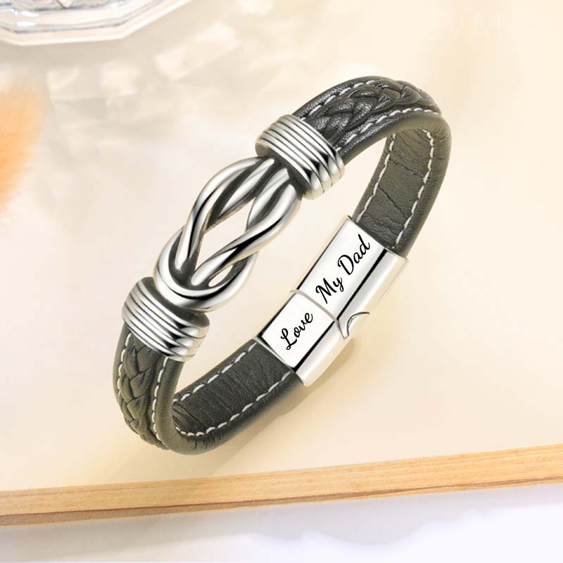 "Son And Dad Forever Linked Together" Braided Leather Bracelet