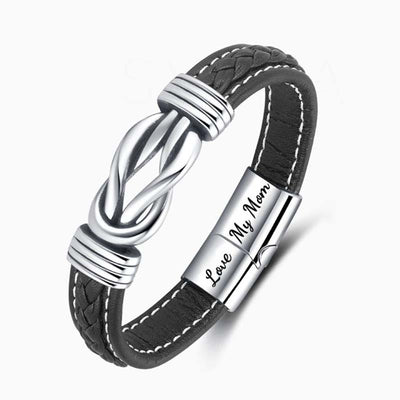 "Daughter And Mom Forever Linked Together" Braided Leather Bracelet