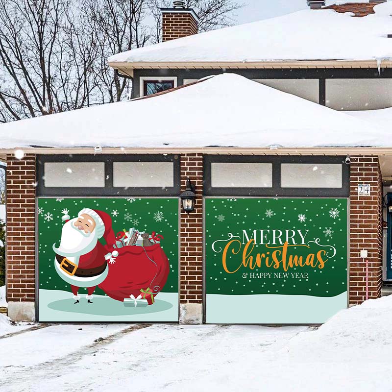 Christmas Snowflake Santa Garage Door Covers F582