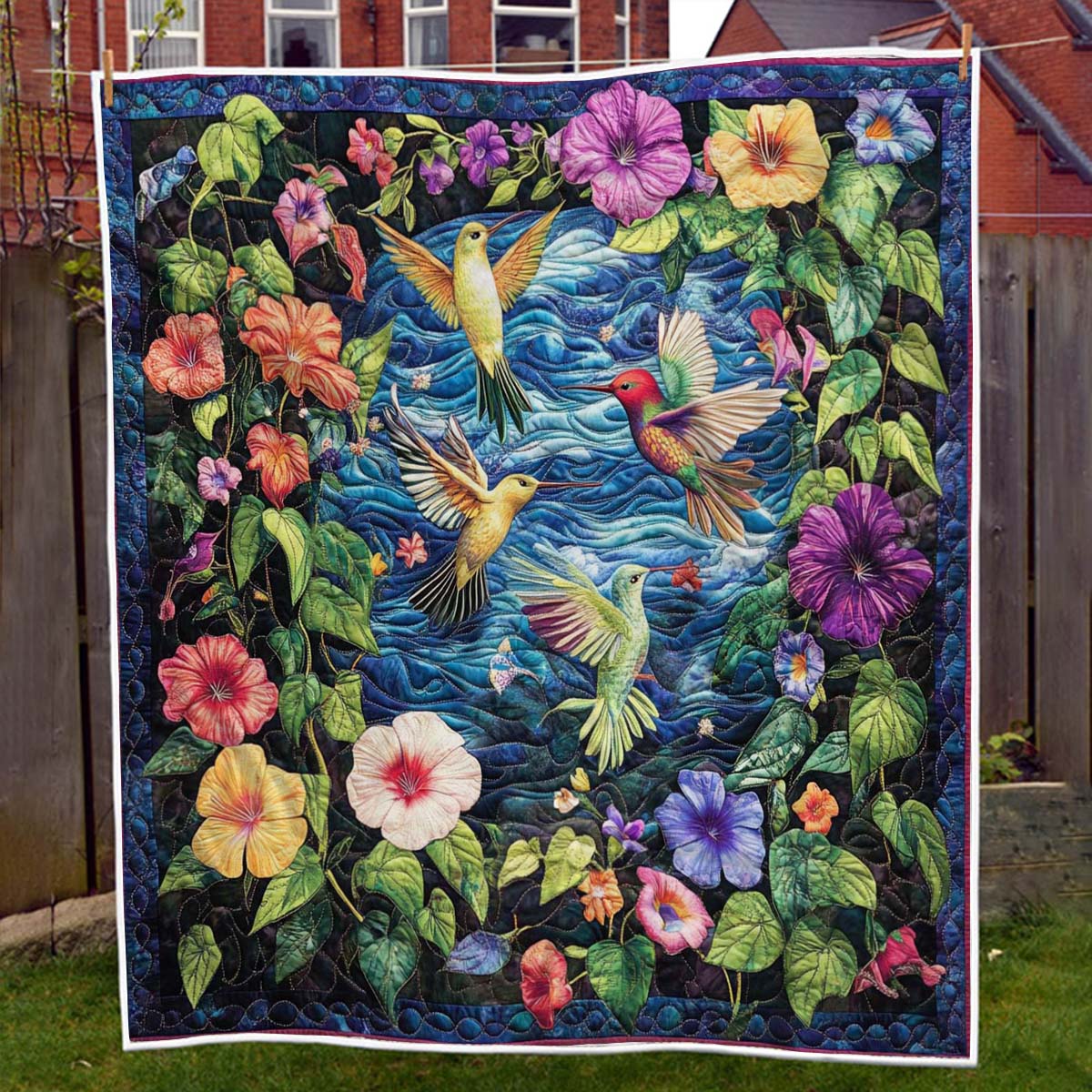 Colorful Hummingbird Blanket - G053 - Premium Blanket