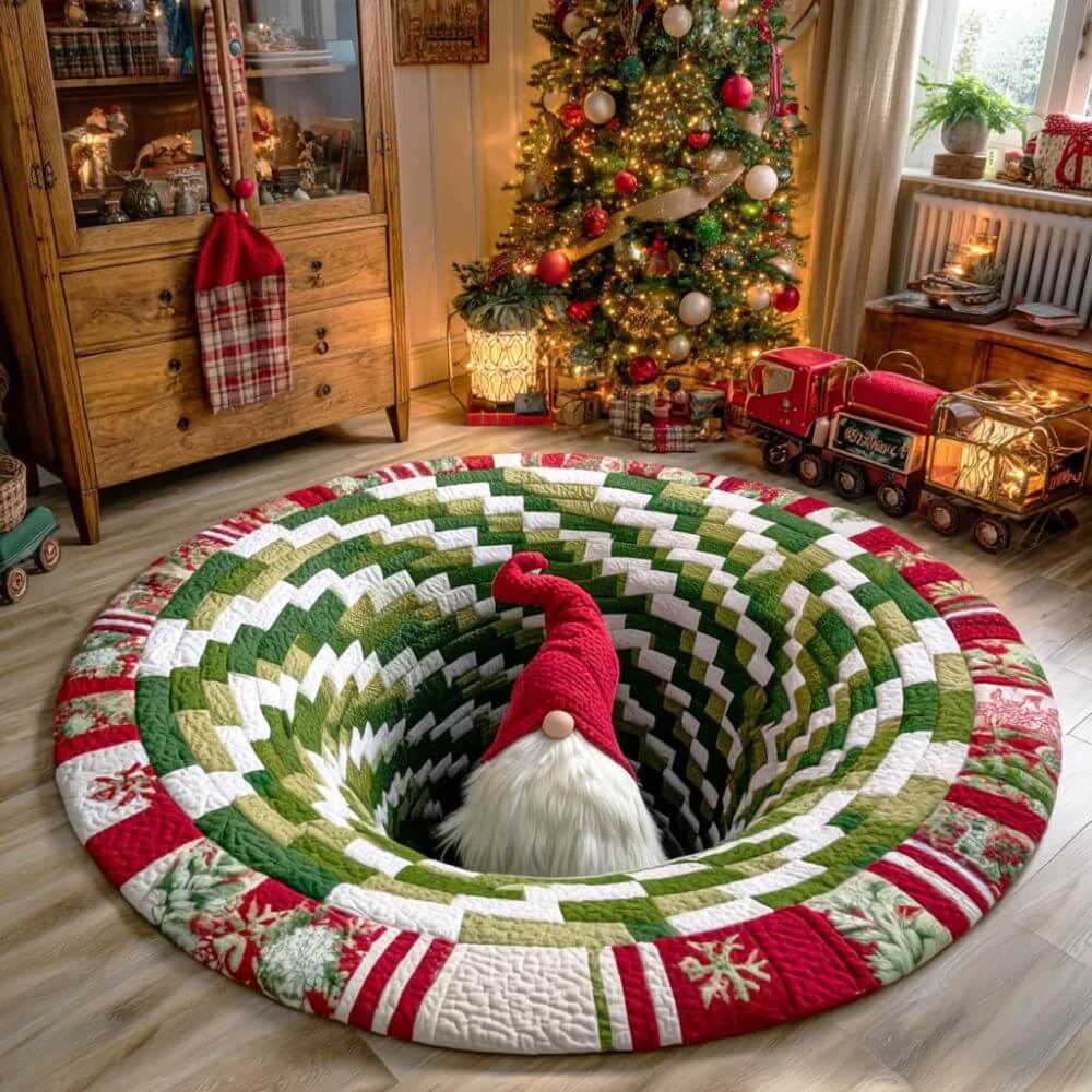 Gnome Vortex 3D Illusion Round Rug - H734
