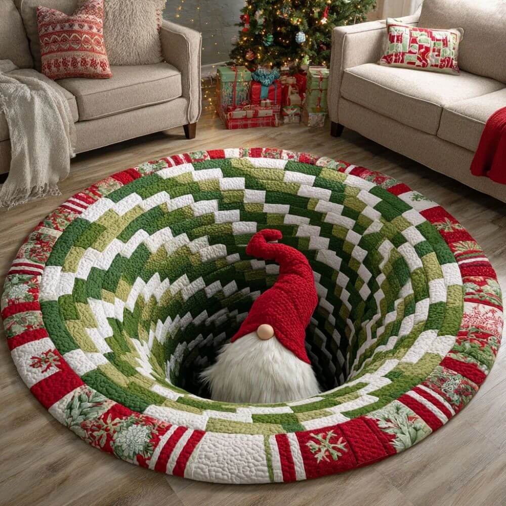 Gnome Vortex 3D Illusion Round Rug - H734