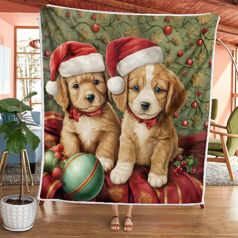 Christmas Puppy Blanket - H190 - Premium Blanket