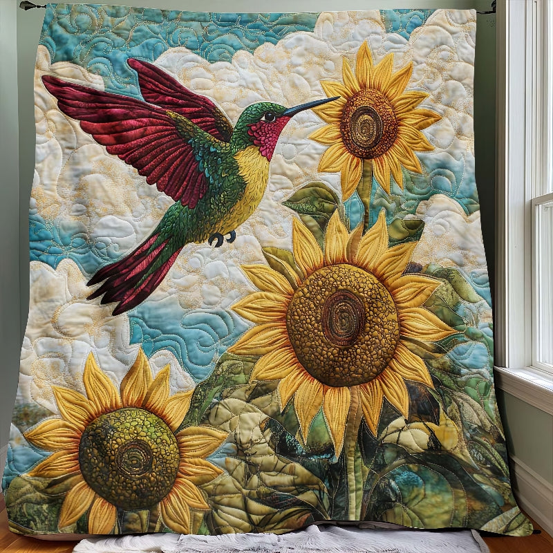 Sunflower Bliss Hummingbird Blanket - H239 - Premium Blanket