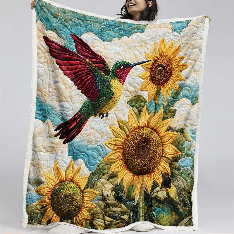 Sunflower Bliss Hummingbird Blanket - H239 - Premium Blanket