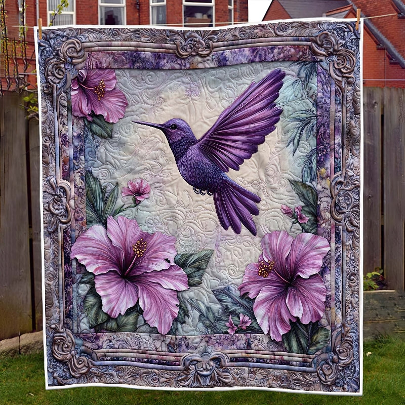 Purple Hummingbird Blanket - H242 - Premium Blanket