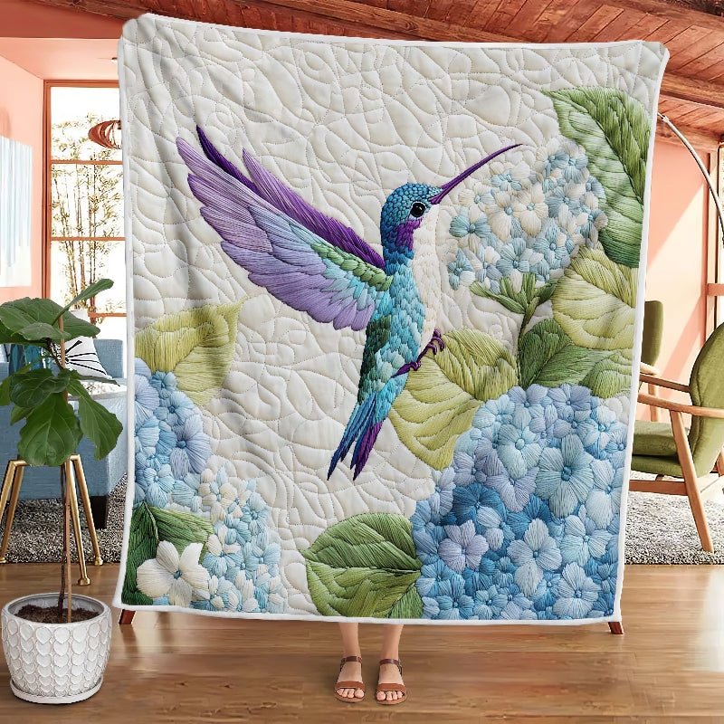 Hydrangea Dreamscape Hummingbird Blanket - H243 - Premium Blanket