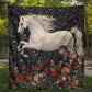 Blossom Fields White Horse Blanket - H252 - Premium Blanket