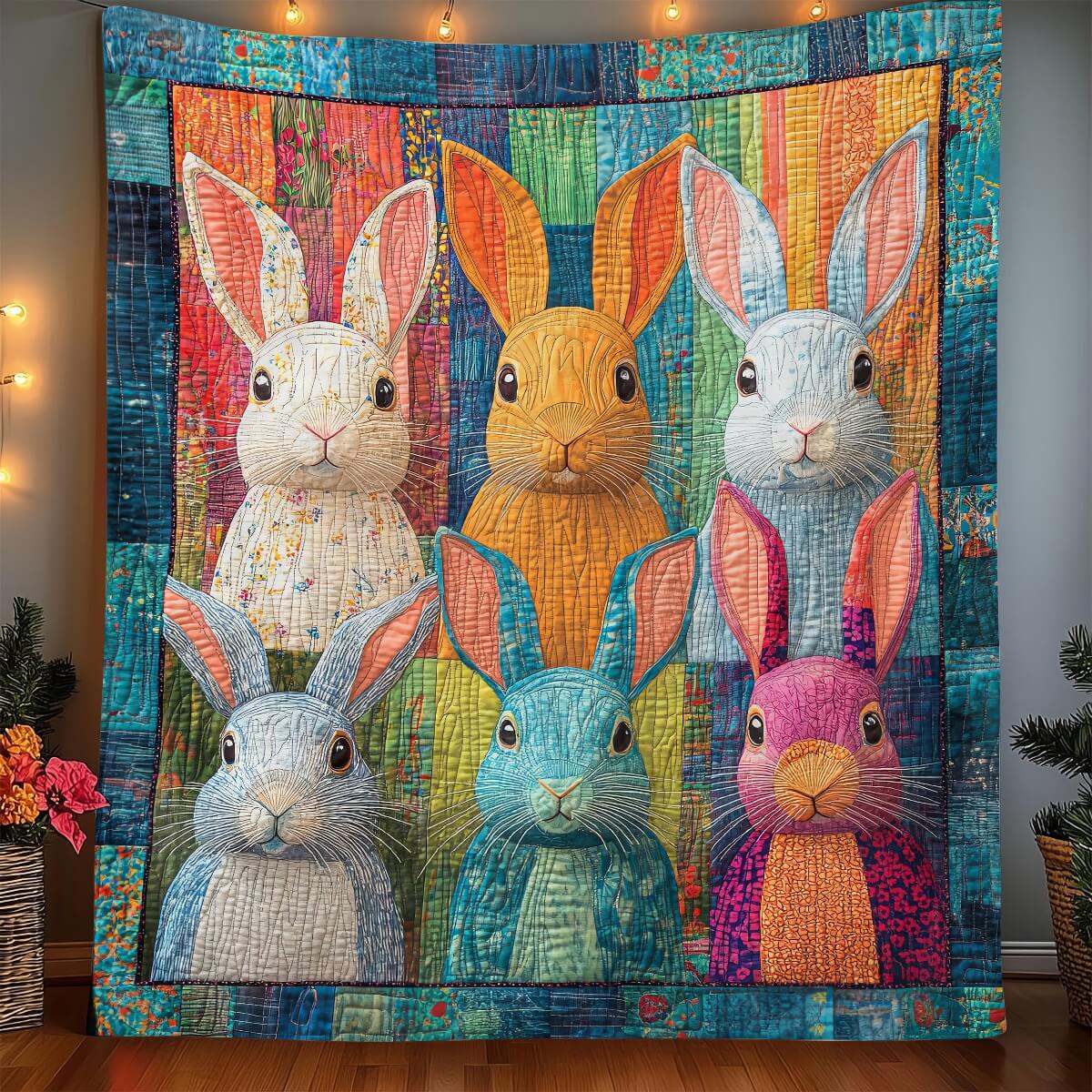 Colorful Bunnies Blanket - H289 - Premium Blanket