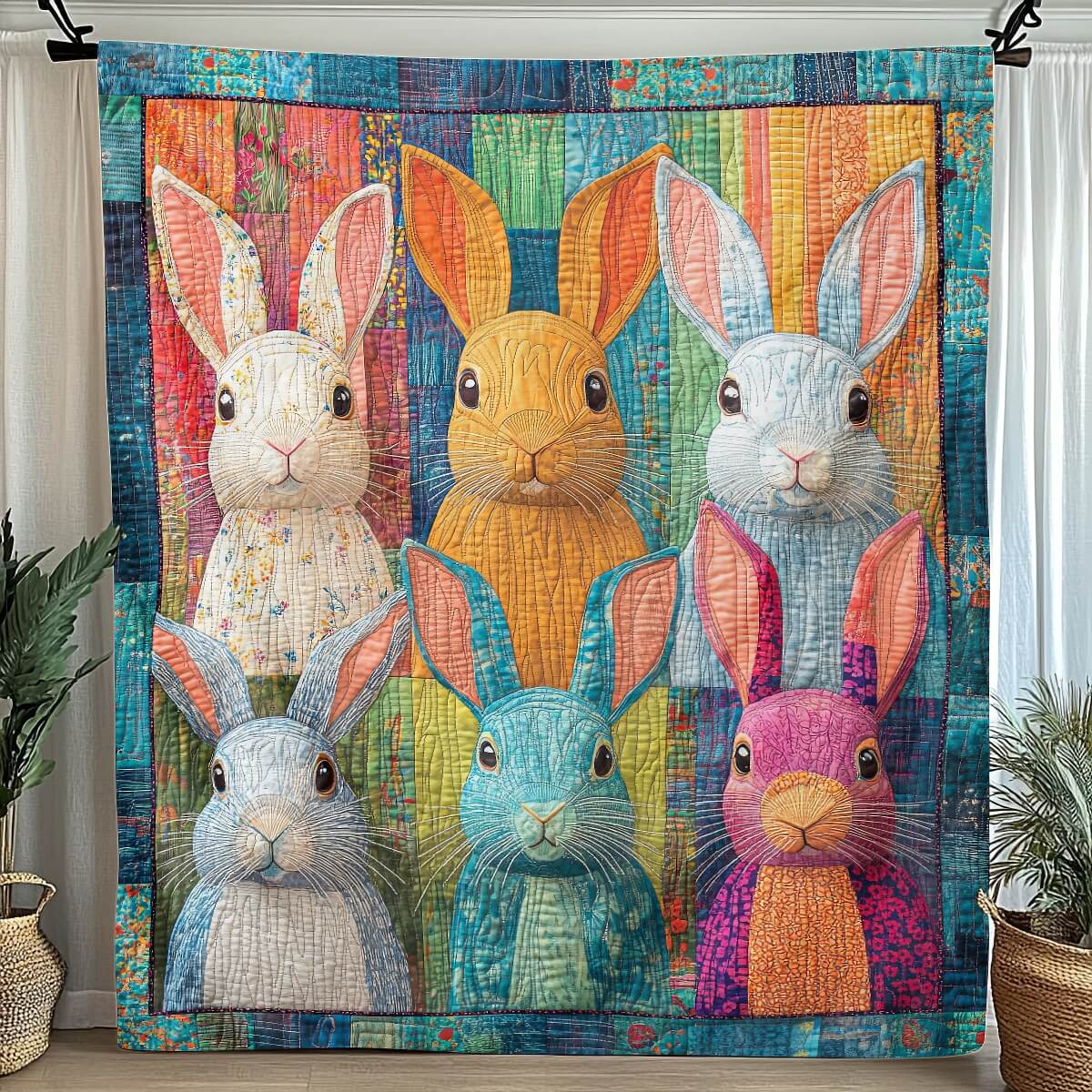 Colorful Bunnies Blanket - H289 - Premium Blanket