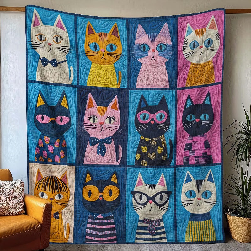 Colorful Kitty Carnival Blanket - H331 - Premium Blanket