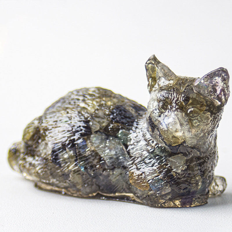 Handmade Natural Crystal Gemstone Lying Cat