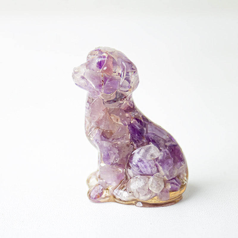 Handmade Natural Crystal Gemstone Sitting Dog