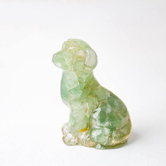 Handmade Natural Crystal Gemstone Sitting Dog - Aventurine
