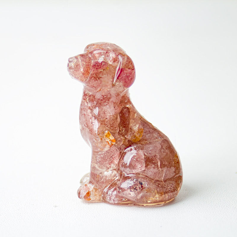 Handmade Natural Crystal Gemstone Sitting Dog