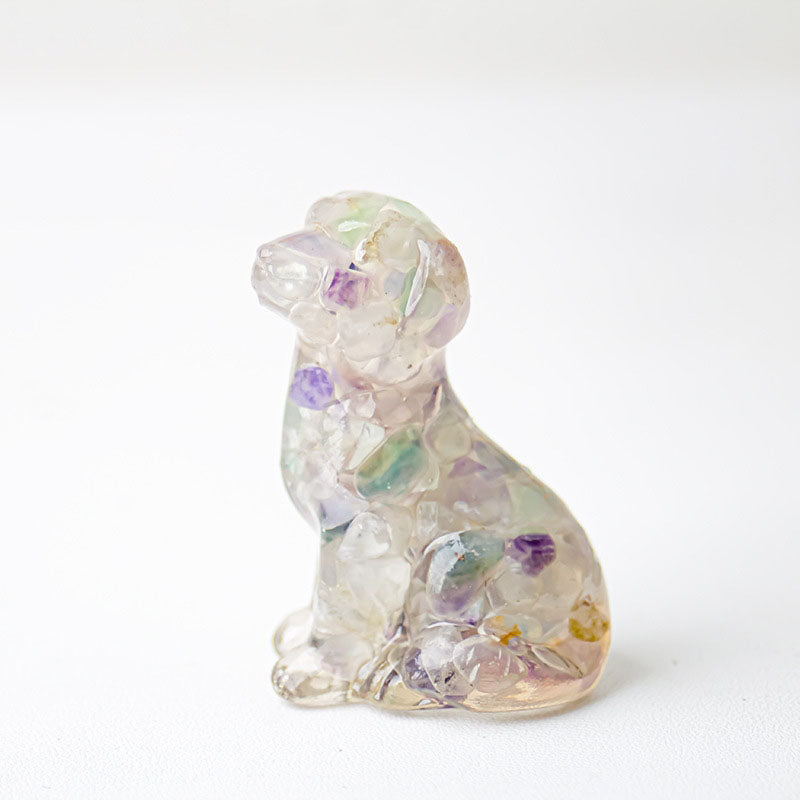 Handmade Natural Crystal Gemstone Sitting Dog