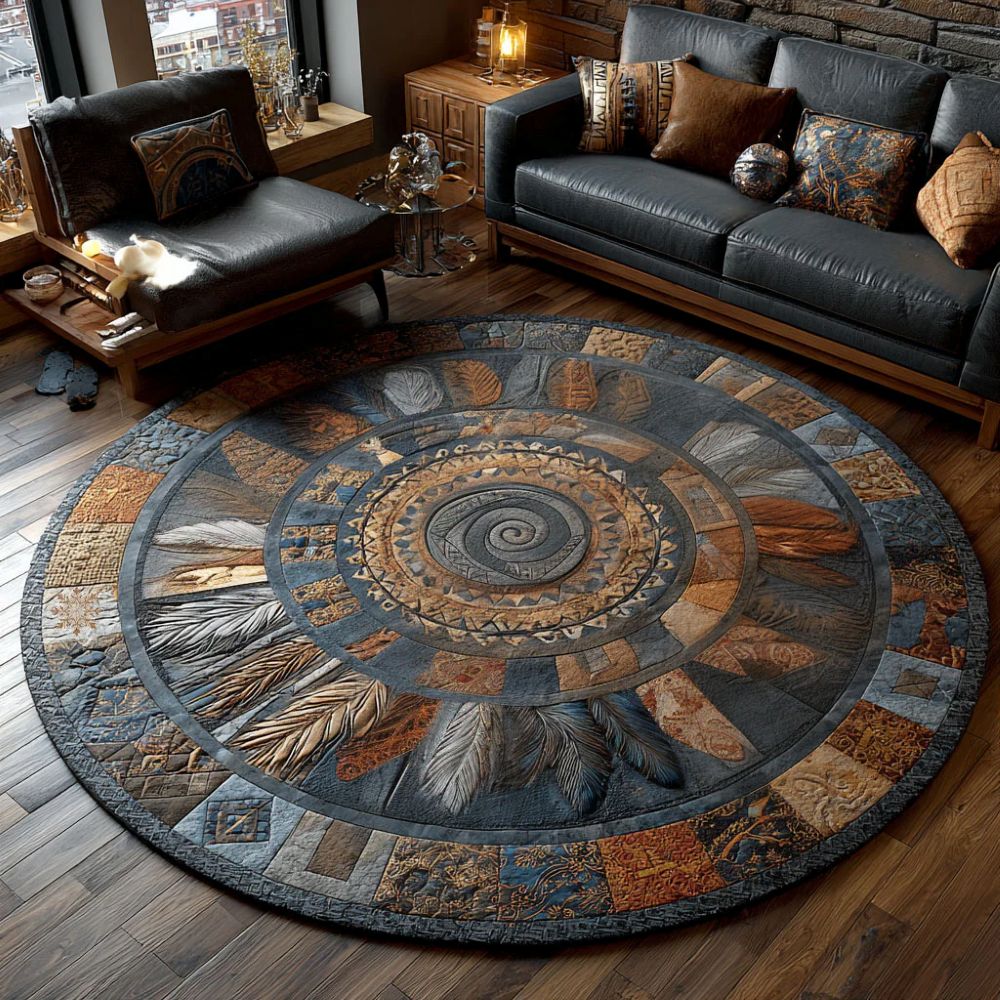 Ancient Feathers Round Rug - H561