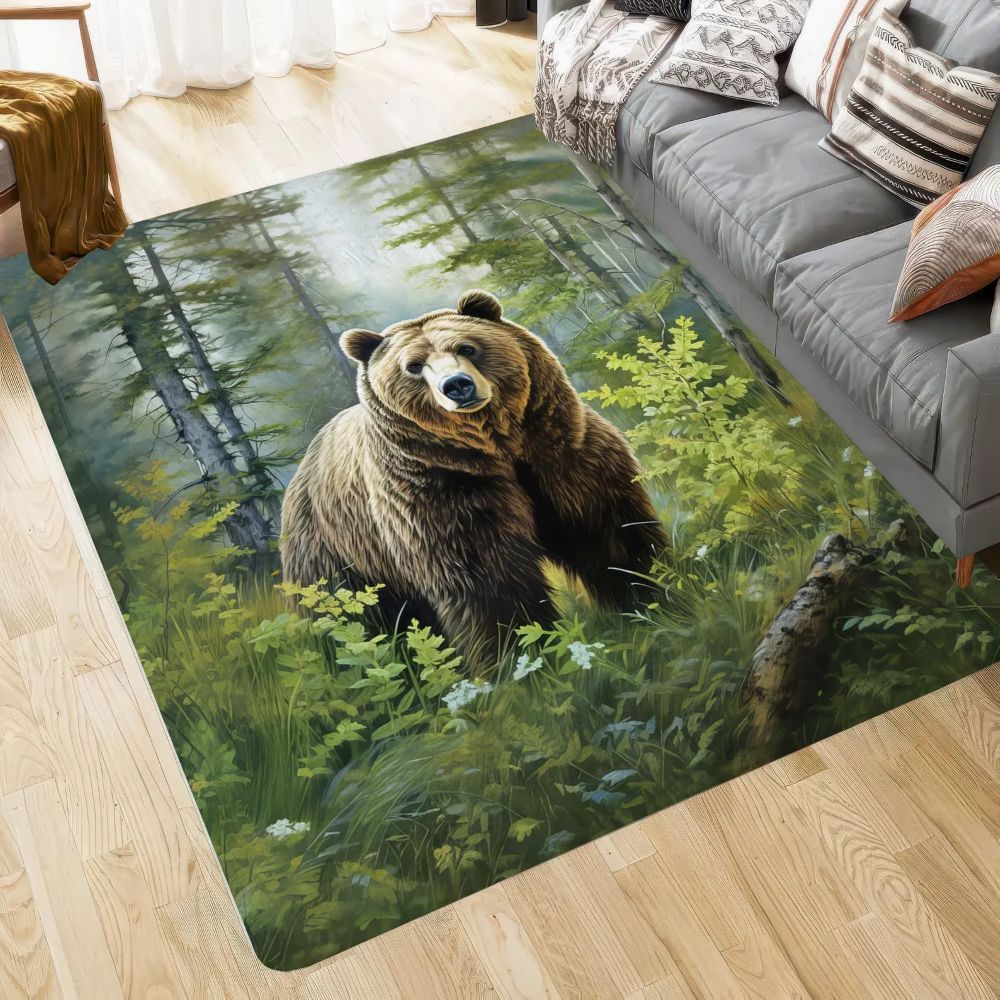 Spring Forest Grizzly Bear - 3D Illusion Area Rug - H629