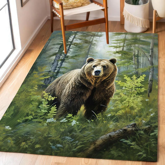 Spring Forest Grizzly Bear - 3D Illusion Area Rug - H629